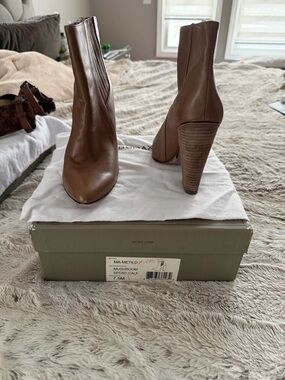 BCBG Metild Beige Leather High Heel Bootie